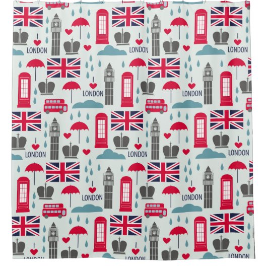 ロンドンをテーマにしたシャワーカーテン シャワーカーテン (正面)