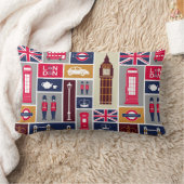 ロンドンをテーマにした腰枕 ランバークッション (ブランケット)