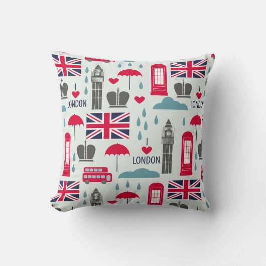 ロンドンをテーマにした装飾用クッション クッション (正面)