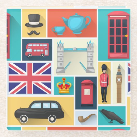 ロンドンをテーマにした ガラスコースター (正面)