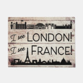ロンドンを見るフランスのフェイク木仕上げ ドアマット (正面)