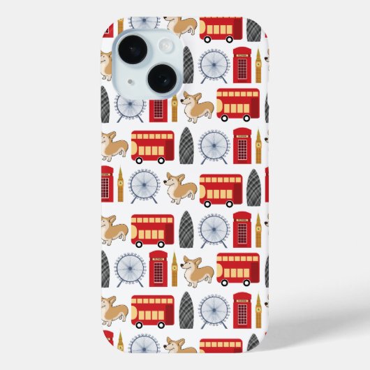ロンドンアイコンとコーギコラージュ Case-Mate iPhoneケース (裏面)