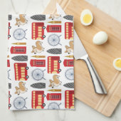 ロンドンアイコンコラージュ キッチンタオル (四つ折り)