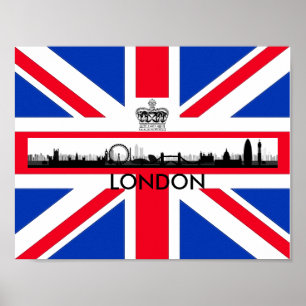 ロンドンアイスカイラインクラウンユニオンジャック国旗のポスター ポスター