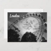 ロンドンアイフェリスホイールブラックアンドホワイトランドマーク ポストカード (正面/裏面)