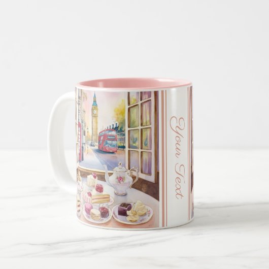 ロンドンアフタヌーンティーケーキカフェおいしいデザート ツートーンマグカップ (正面左)