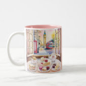 ロンドンアフタヌーンティーケーキカフェおいしいデザート ツートーンマグカップ (左)