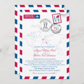 ロンドンアンドサントリーニエアメール結婚式招待状 招待状 (正面/裏面)