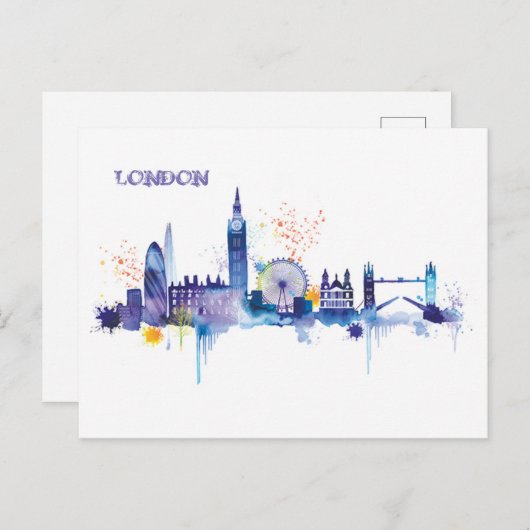 ロンドンアートウォーター絵画カラー ポストカード (正面/裏面)