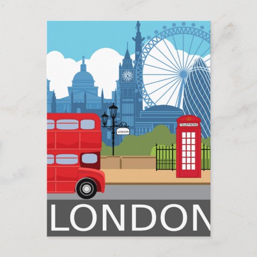 ロンドンアートプリントレトロ旅行鉄道ポスター ポストカード (正面)