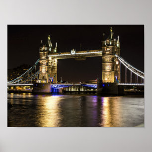 ロンドンイギリスのスカイライン夜ポスター橋 ポスター