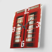 ロンドンイギリスの赤い電話ボックスの時計 スクエア壁時計 (傾斜)