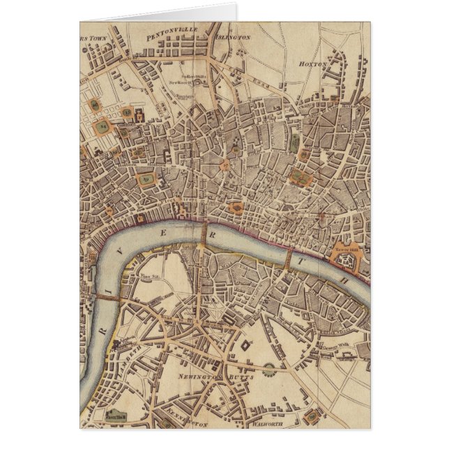 ロンドンイギリス(1807年)のヴィンテージの地図 (正面)