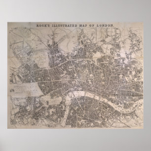 ロンドンイギリス(1845年)のヴィンテージの地図 ポスター