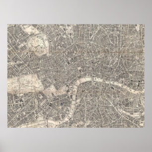 ロンドンイギリス(1899年) 2のヴィンテージの地図 ポスター