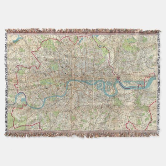 ロンドンイギリス(1900年)のヴィンテージの地図 スローブランケット (正面)