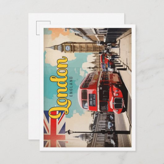 ロンドンイングポップ・アートのランドアートトラベルイラストレーション ポストカード (正面/裏面)