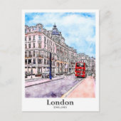 ロンドンイングランドアートトラベルウォーターカラーハンドドロッド ポストカード (正面)