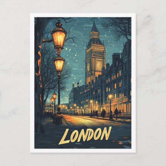 ロンドンイングランドアートヴィンテージイラストレーショントラベル ポストカード (正面)