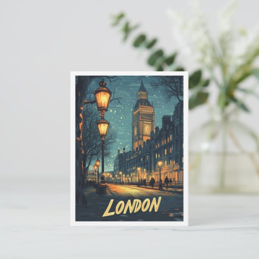 ロンドンイングランドアートヴィンテージイラストレーショントラベル ポストカード (スタンド正面)