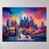 ロンドンイングランドカラフル抽象芸術アート ポスター (正面)