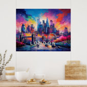 ロンドンイングランドカラフル抽象芸術アート ポスター (キッチン)