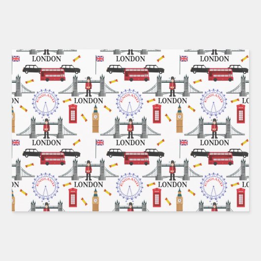 ロンドンイングランドクイーンズガード英語パターンラップ ラッピングペーパーシート (正面)