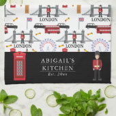 ロンドンイングランドクイーンズガード英語パターン キッチンタオル (折り畳み)