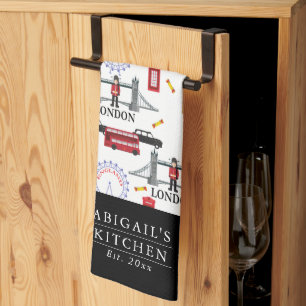 ロンドンイングランドクイーンズガード英語パターン キッチンタオル