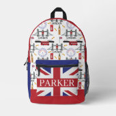 ロンドンイングランドクイーンズガード英語パターン プリントバックパック (正面)