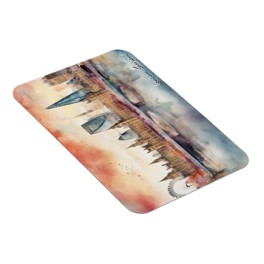 ロンドンイングランドシティシルエットウォーター絵を描カラー マグネット (右側)