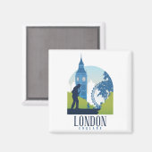 ロンドンイングランドシティスケープVintage Travel写真 マグネット (正面/裏面)