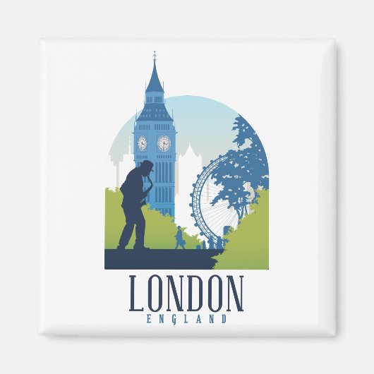 ロンドンイングランドシティスケープVintage Travel写真 マグネット (正面)