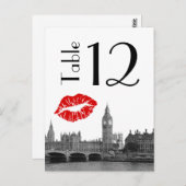 ロンドンイングランドスカイラインキスBWテーブル番号カード ポストカード (正面/裏面)