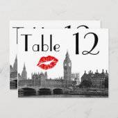 ロンドンイングランドスカイラインキスBWテーブル番号カード ポストカード (正面/裏面)
