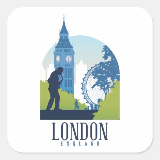 ロンドンイングランドスカイライン スクエアシール (正面)