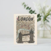 ロンドンイングランドタワーブリッジマップトラベル ポストカード (スタンド正面)