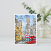 ロンドンイングランドトラベルプレイスウォーターカラー ポストカード (スタンド正面)