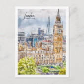 ロンドンイングランドトラベルプレイスウォーターカラー ポストカード (正面)
