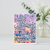 ロンドンイングランドトラベルプレイスウォーターカラー ポストカード (スタンド正面)