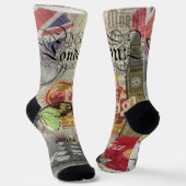 ロンドンイングランドトラベルヴィンテージヨーロッパアート ソックス (傾斜あり)