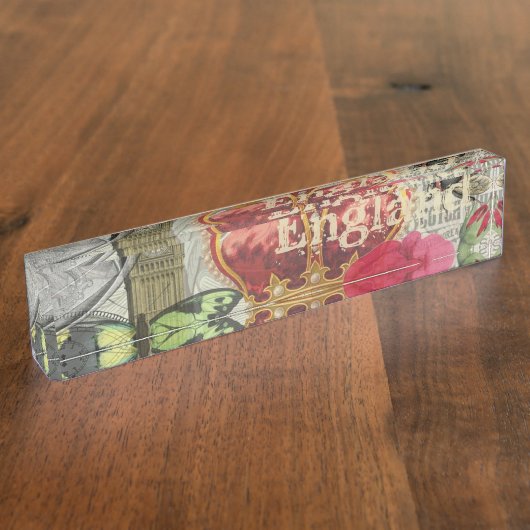 ロンドンイングランドトラベルヴィンテージヨーロッパアート デスクネームプレート (側面)