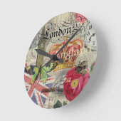 ロンドンイングランドトラベルヴィンテージヨーロッパアート ラウンド壁時計 (傾斜)