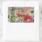 ロンドンイングランドトラベルヴィンテージヨーロッパアート 長方形シール (バッグ)