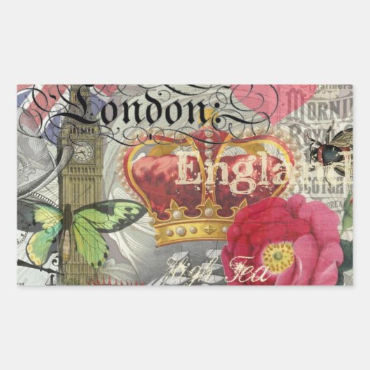 ロンドンイングランドトラベルヴィンテージヨーロッパアート 長方形シール (正面)