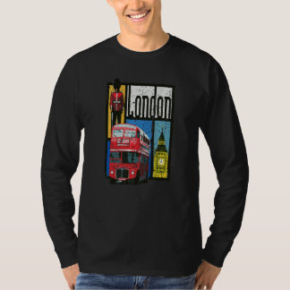 ロンドンイングランドビッグベンダブルデッカークイーンズガード Tシャツ