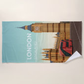 ロンドンイングランドビッグベンヴィンテージトラベル ビーチタオル (正面)