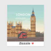 ロンドンイングランドビッグベンヴィンテージ旅行ステッカー シール (シート)