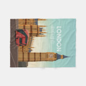 ロンドンイングランドビッグベンヴィンテージ旅行 フリースブランケット (正面(横))