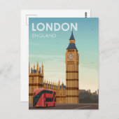ロンドンイングランドビッグベンヴィンテージ旅行 ポストカード (正面/裏面)